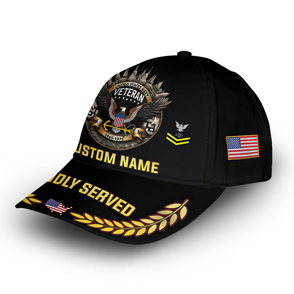 Premium US Navy Cap VPVC012202, Custom Name, Rank, Year, Gifts For Navy Veteran, Best Gifts On Father's Day, Armed Forces Day, Independence Day, Veterans Day.