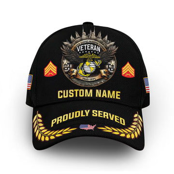 Premium USMC Cap VPVC012203, Custom Name, Rank, Year, Gifts For Marine Veteran, Best Gifts On Father's Day, Armed Forces Day, Independence Day, Veterans Day.