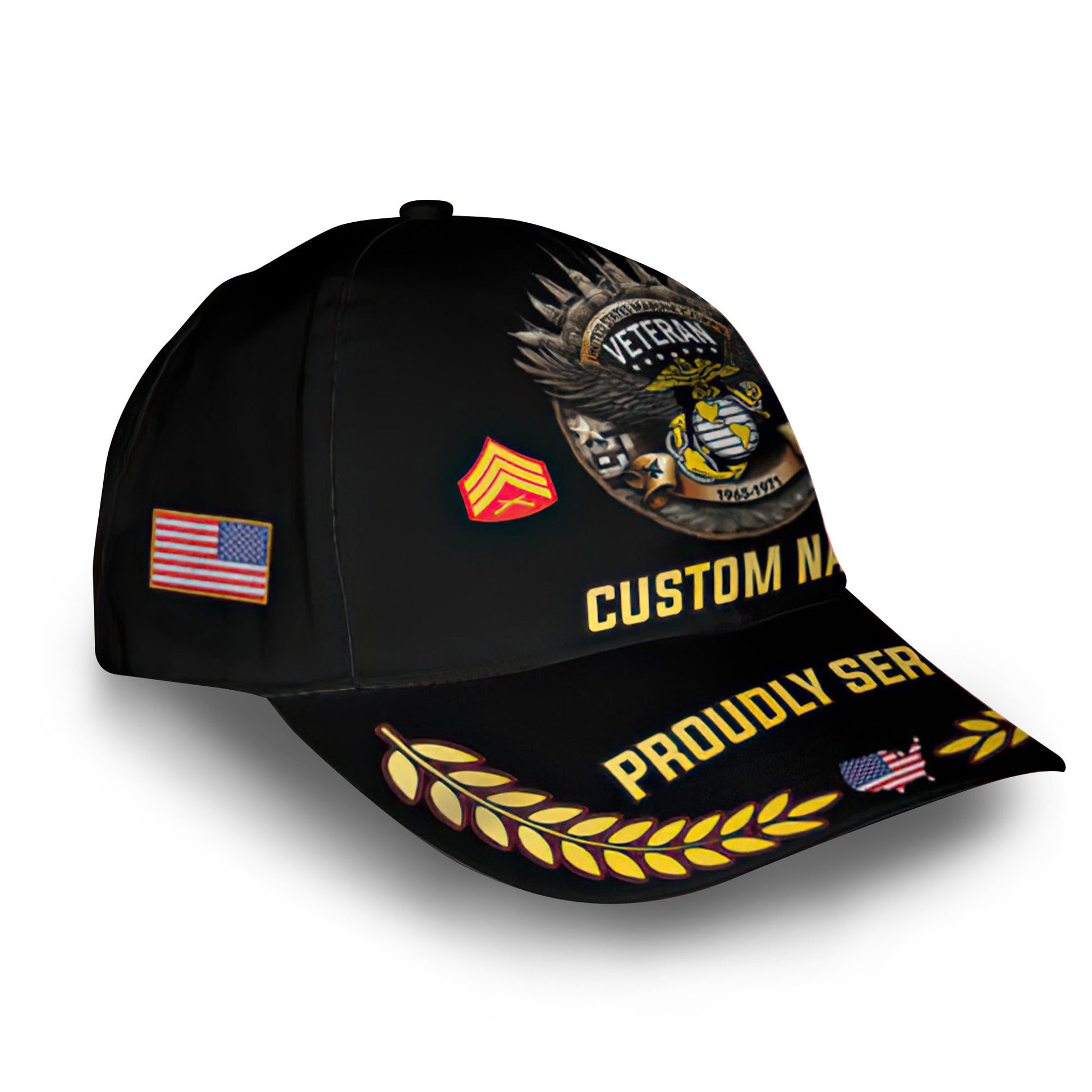 Premium USMC Cap VPVC012203, Custom Name, Rank, Year, Gifts For Marine Veteran, Best Gifts On Father's Day, Armed Forces Day, Independence Day, Veterans Day.