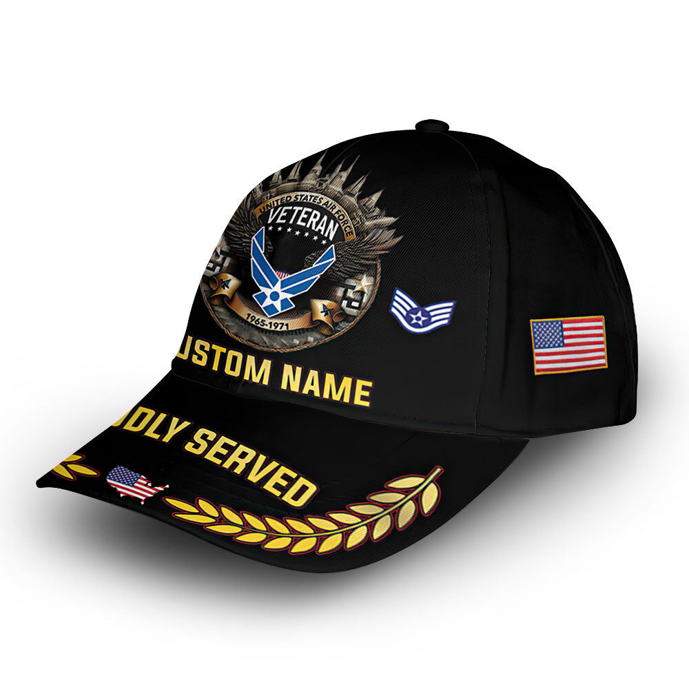 Premium USAF Cap VPVC012204, Custom Name, Rank, Year, Gifts For Air Force Veteran, Best Gifts On Father's Day, Armed Forces Day, Independence Day, Veterans Day.