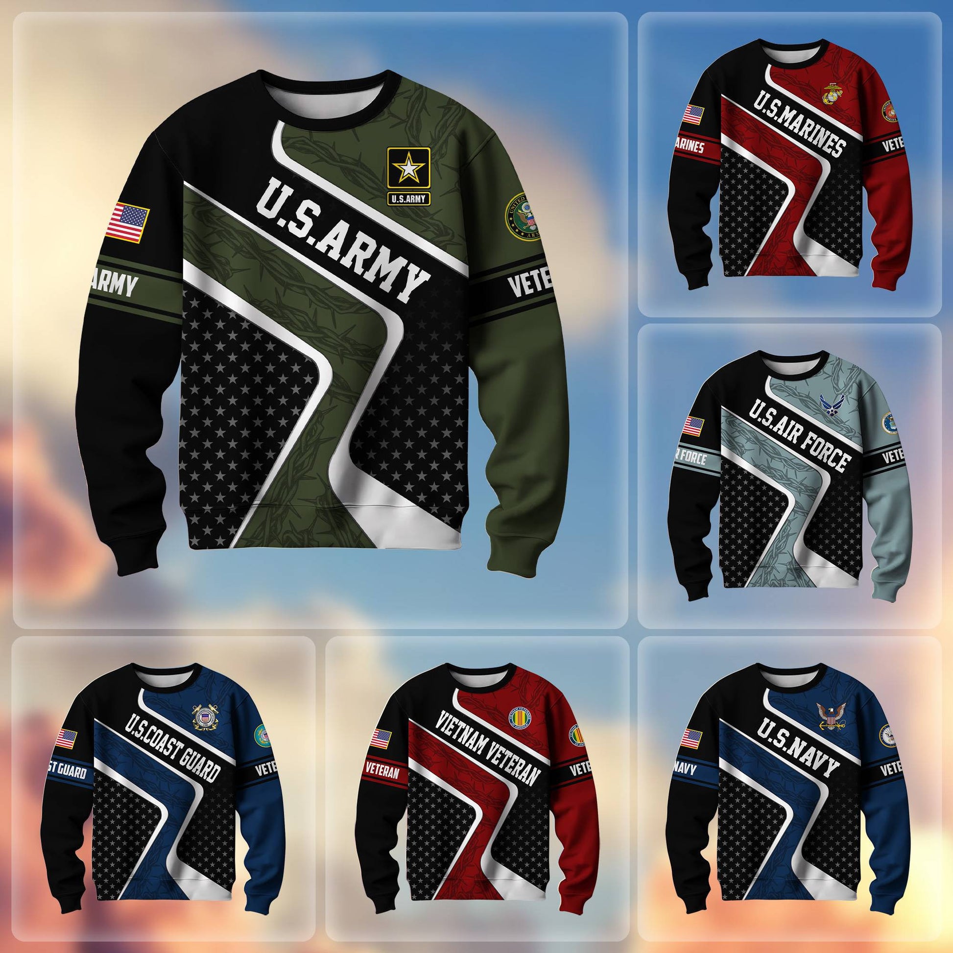 Premium US Veterans Sweatshirt BPHN190212, Gifts For US Veterans, Best Gifts On Father's Day, Armed Forces Day, Independence Day, Veterans Day.