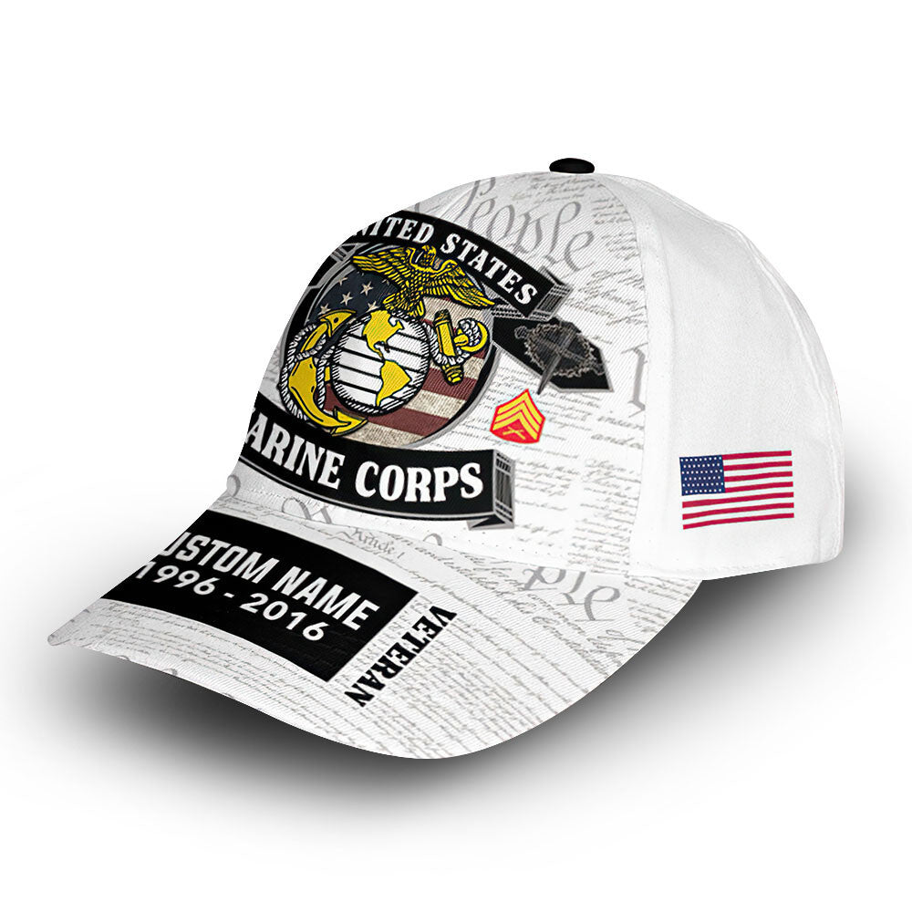 Premium USMC Cap VPVC012503, Custom Name, Rank, Year, Gifts For Marine Veteran, Best Gifts On Father's Day, Armed Forces Day, Independence Day, Veterans Day.