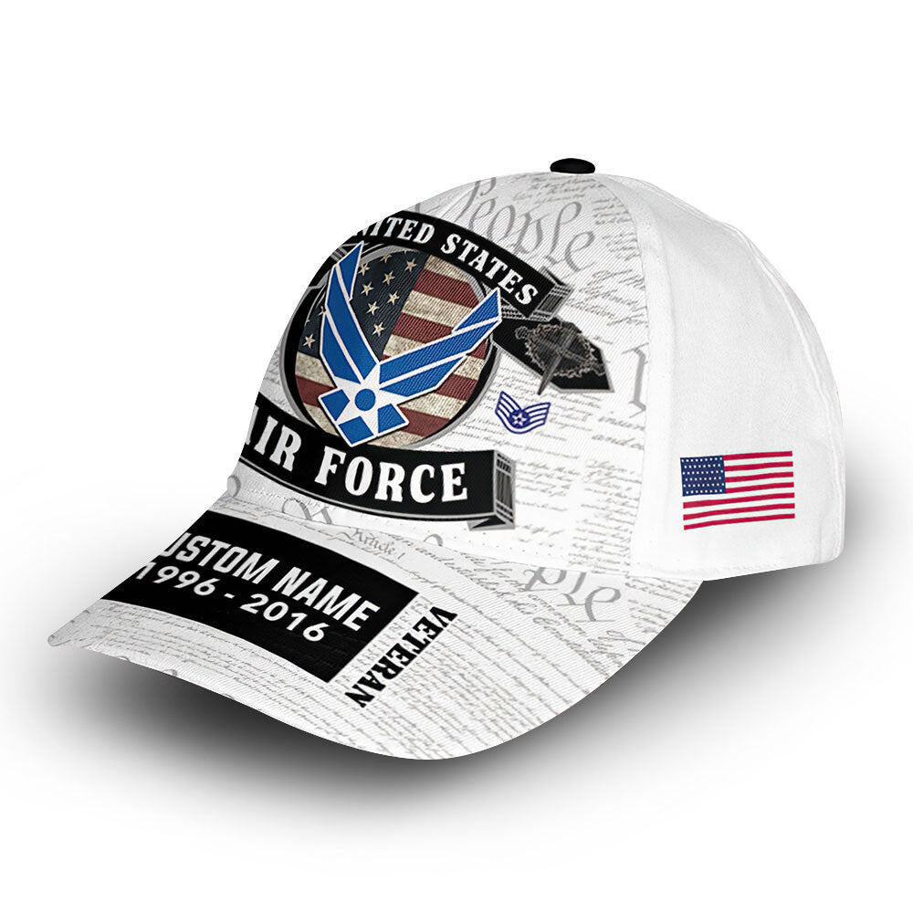 Premium USAF Cap VPVC012504, Custom Name, Rank, Year, Gifts For Air Force Veteran, Best Gifts On Father's Day, Armed Forces Day, Independence Day, Veterans Day.