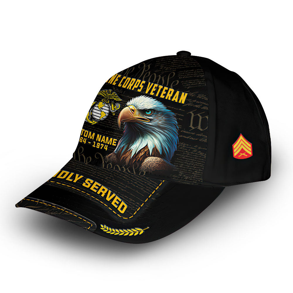 Premium Custom USMC Cap VPVC012603, Gifts For Marine Veteran, Gifts For Dad, For Husband, Best Gifts On Father's Day, Armed Forces Day, Independence Day, Veterans Day.