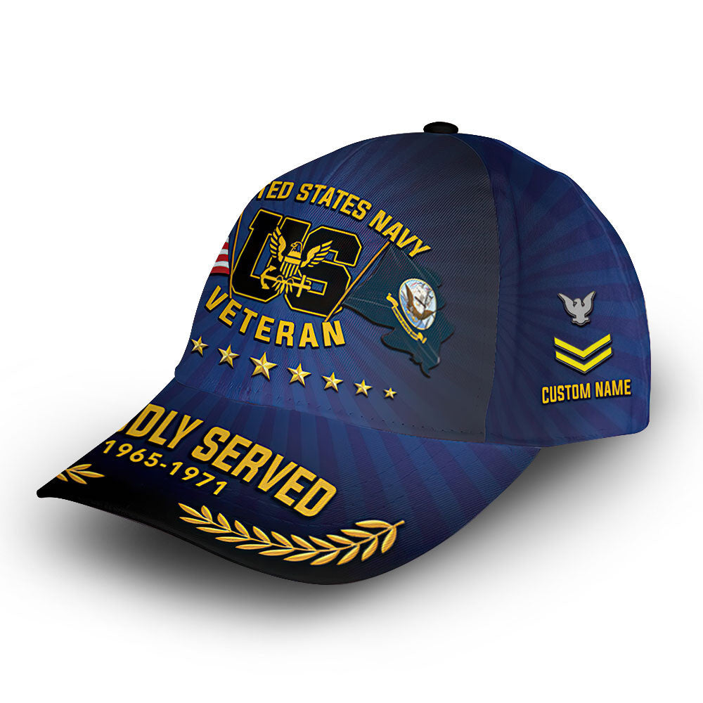Premium Custom US Navy Cap VPVC012702, Gifts For Navy Veteran, Gifts For Dad, For Husband, Best Gifts On Father's Day, Armed Forces Day, Independence Day, Veterans Day.