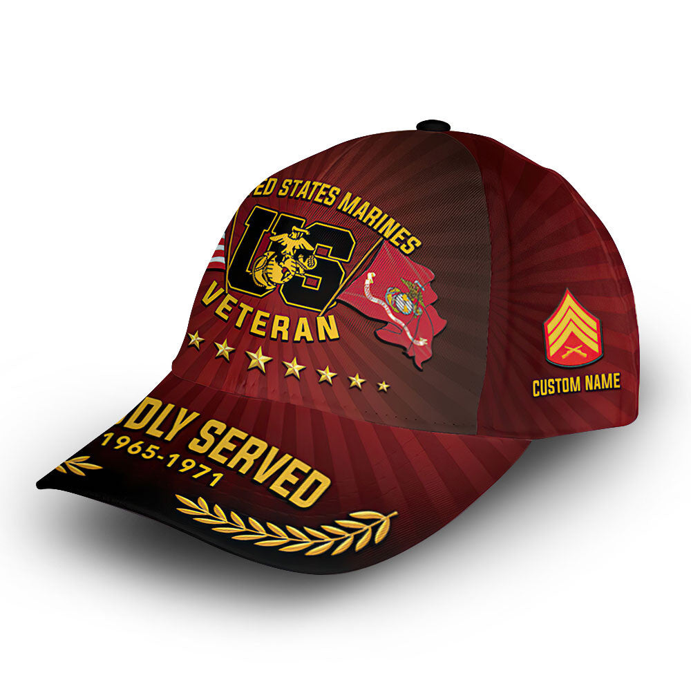 Premium Custom USMC Cap VPVC012703, Gifts For Marine Veteran, Gifts For Dad, For Husband, Best Gifts On Father's Day, Armed Forces Day, Independence Day, Veterans Day.