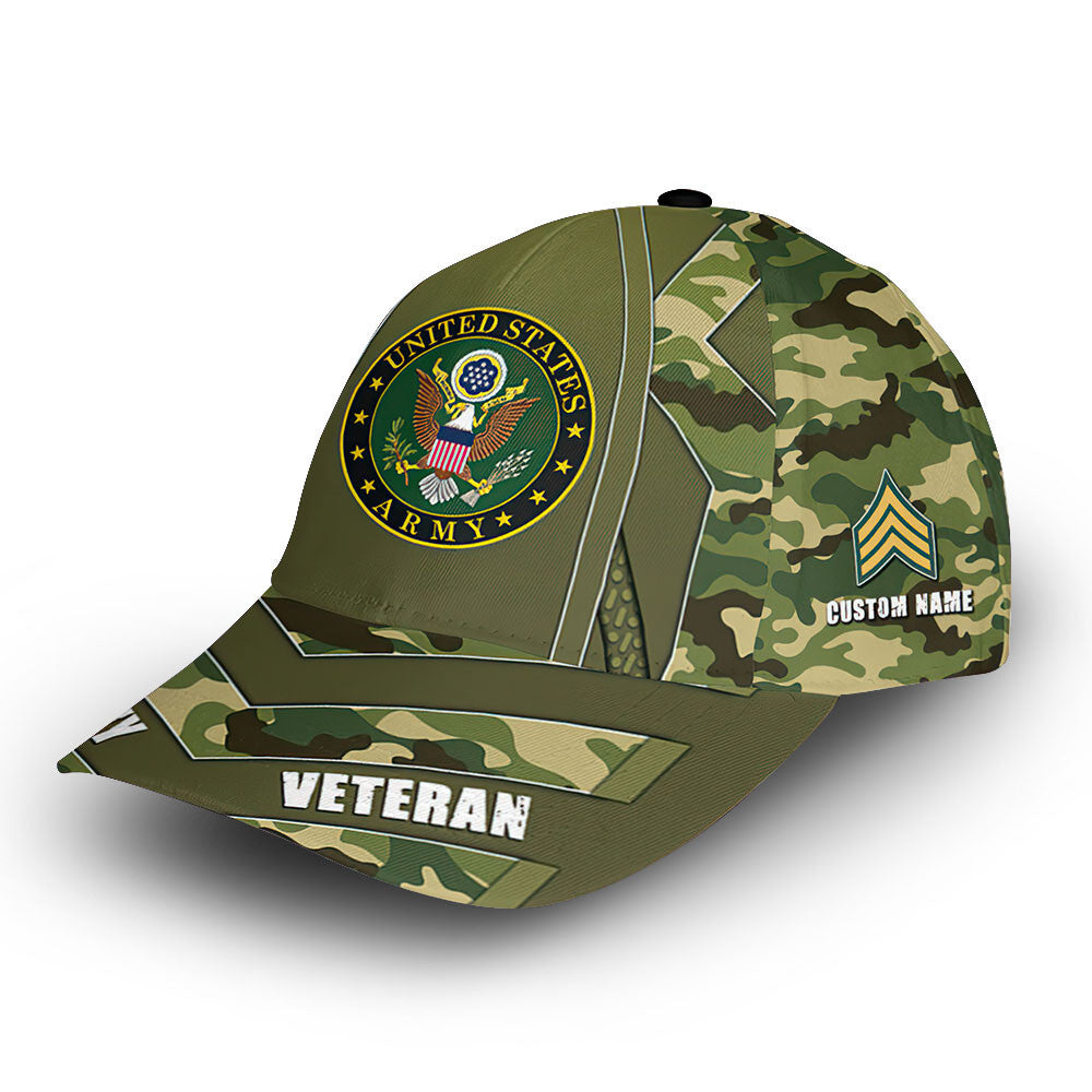 Unique Custom Name, Rank, Year, US Army Cap VPVC012801, Gifts For Army Veteran, Gifts For Dad, For Husband, Best Gifts On Father's Day, Independence Day, Veterans Day.