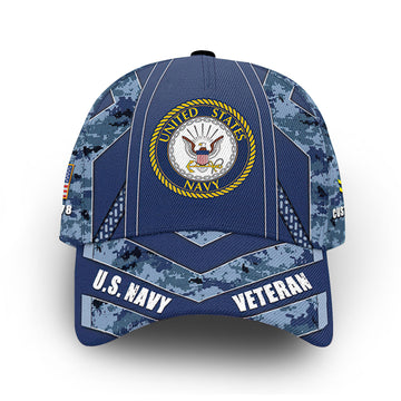 Unique Custom Name, Rank, Year, US Navy Cap VPVC012802, Gifts For Navy Veteran, Gifts For Dad, For Husband, Best Gifts On Father's Day, Independence Day, Veterans Day.