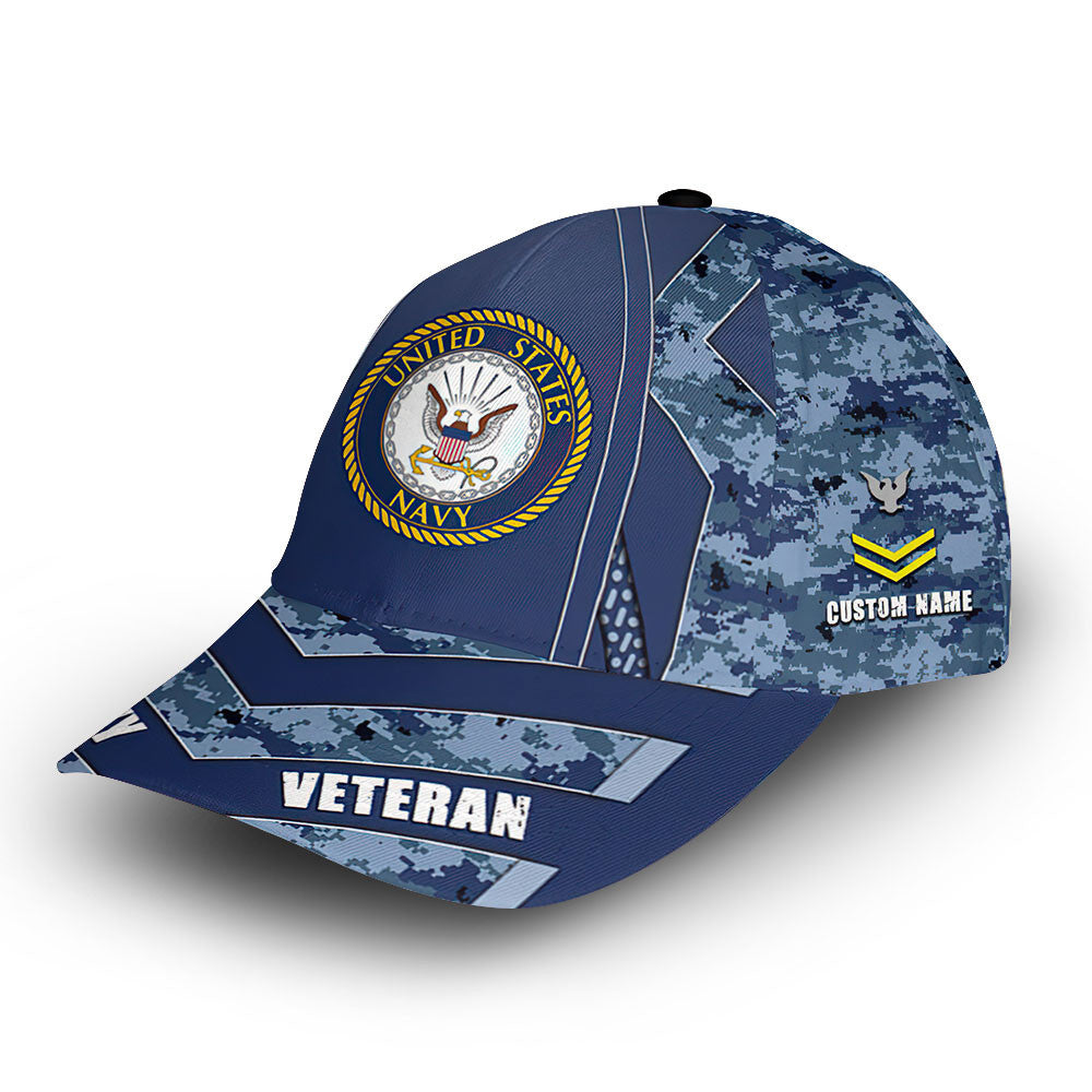 Unique Custom Name, Rank, Year, US Navy Cap VPVC012802, Gifts For Navy Veteran, Gifts For Dad, For Husband, Best Gifts On Father's Day, Independence Day, Veterans Day.