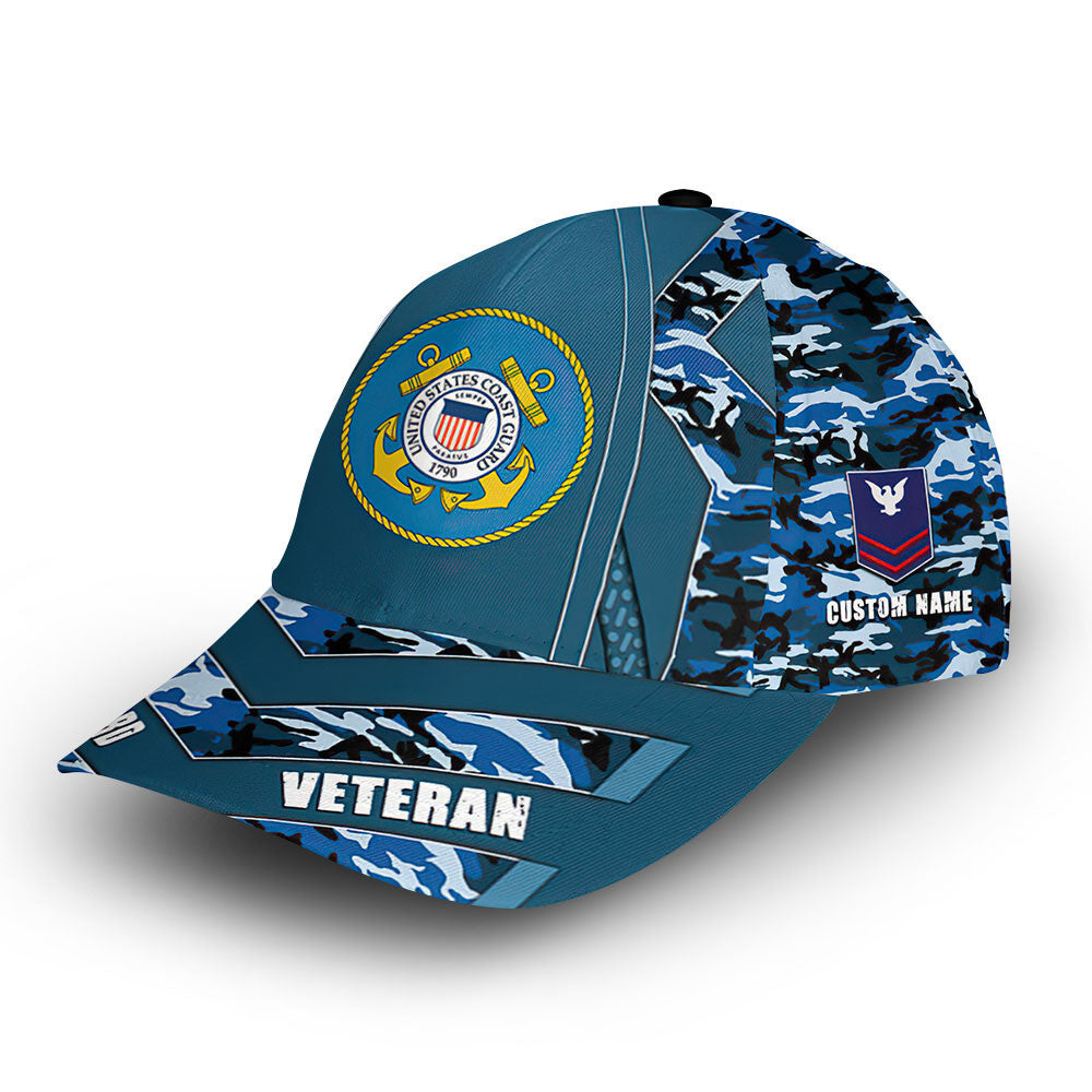 Unique Custom Name, Rank, Year, USCG Cap VPVC012805, Gifts For Coast Guard Veteran, Gifts For Dad, For Husband, Best Gifts On Father's Day, Independence Day, Veterans Day.