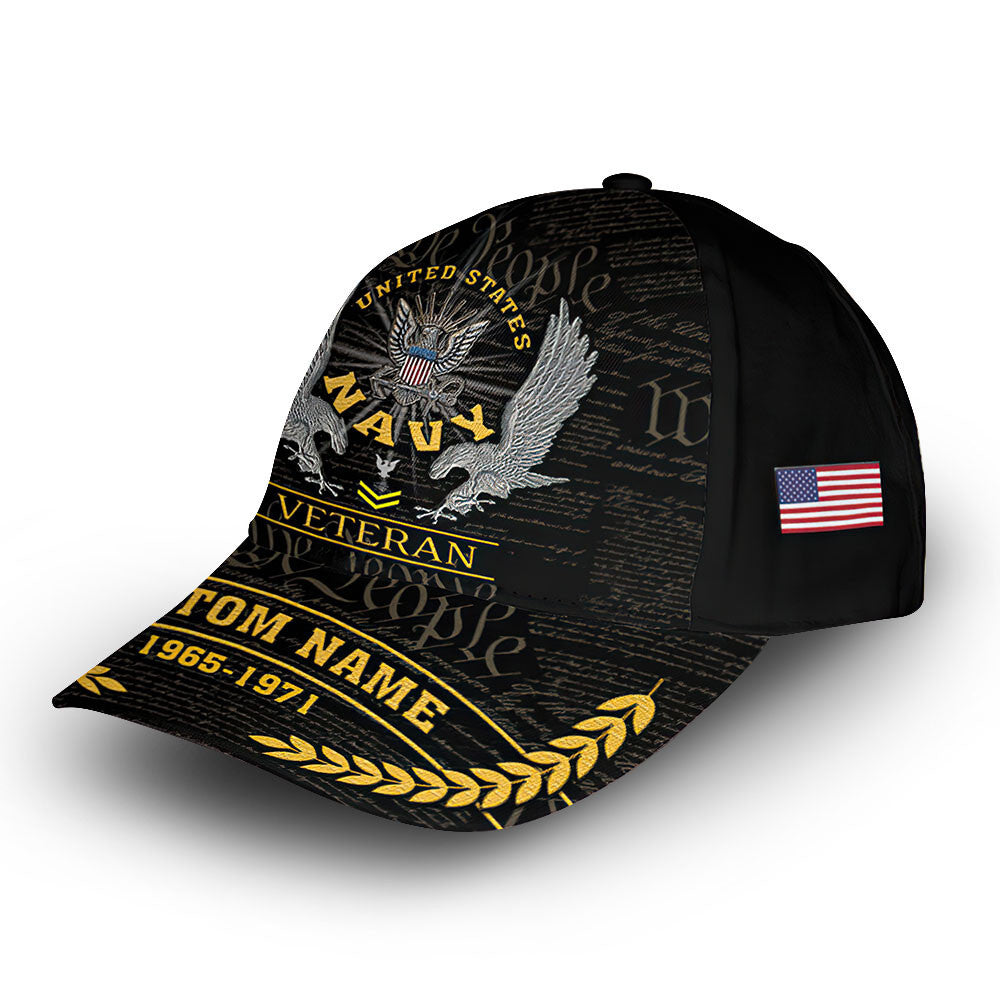 Unique Custom Name, Rank, Year, US Navy Cap VPVC012902, Gifts For Navy Veteran, Gifts For Dad, For Husband, Best Gifts On Father's Day, Independence Day, Veterans Day.