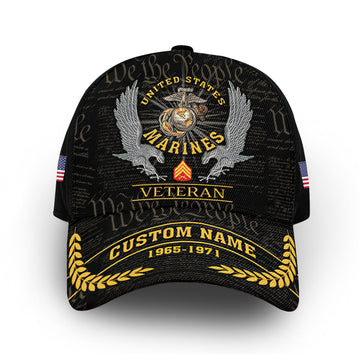 Unique Custom Name, Rank, Year, USMC Cap VPVC012903, Gifts For Marine Veteran, Gifts For Dad, For Husband, Best Gifts On Father's Day, Independence Day, Veterans Day.