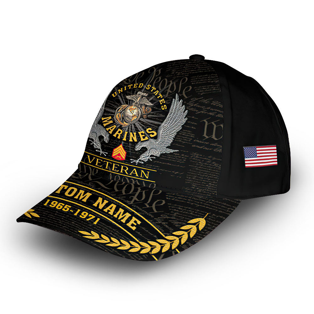 Unique Custom Name, Rank, Year, USMC Cap VPVC012903, Gifts For Marine Veteran, Gifts For Dad, For Husband, Best Gifts On Father's Day, Independence Day, Veterans Day.