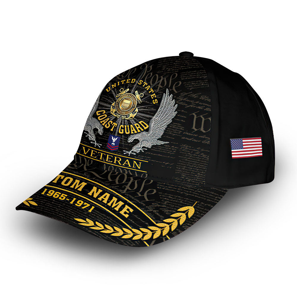 Unique Custom Name, Rank, Year, USCG Cap VPVC012905, Gifts For Coast Guard Veteran, Gifts For Dad, For Husband, Best Gifts On Father's Day, Independence Day, Veterans Day.