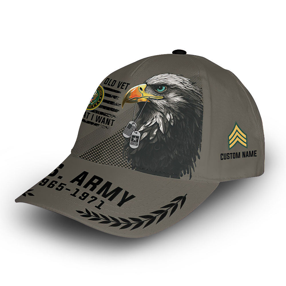 Premium US Army Cap VPVC013201, Custom Name, Rank, Year, Gifts For Army Veteran, Best Gifts On Father's Day, Armed Forces Day, Independence Day, Veterans Day.