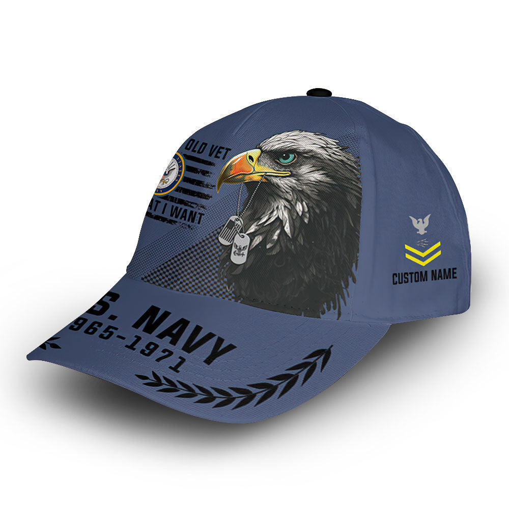 Premium US Navy Cap VPVC013202, Custom Name, Rank, Year, Gifts For Navy Veteran, Best Gifts On Father's Day, Armed Forces Day, Independence Day, Veterans Day.