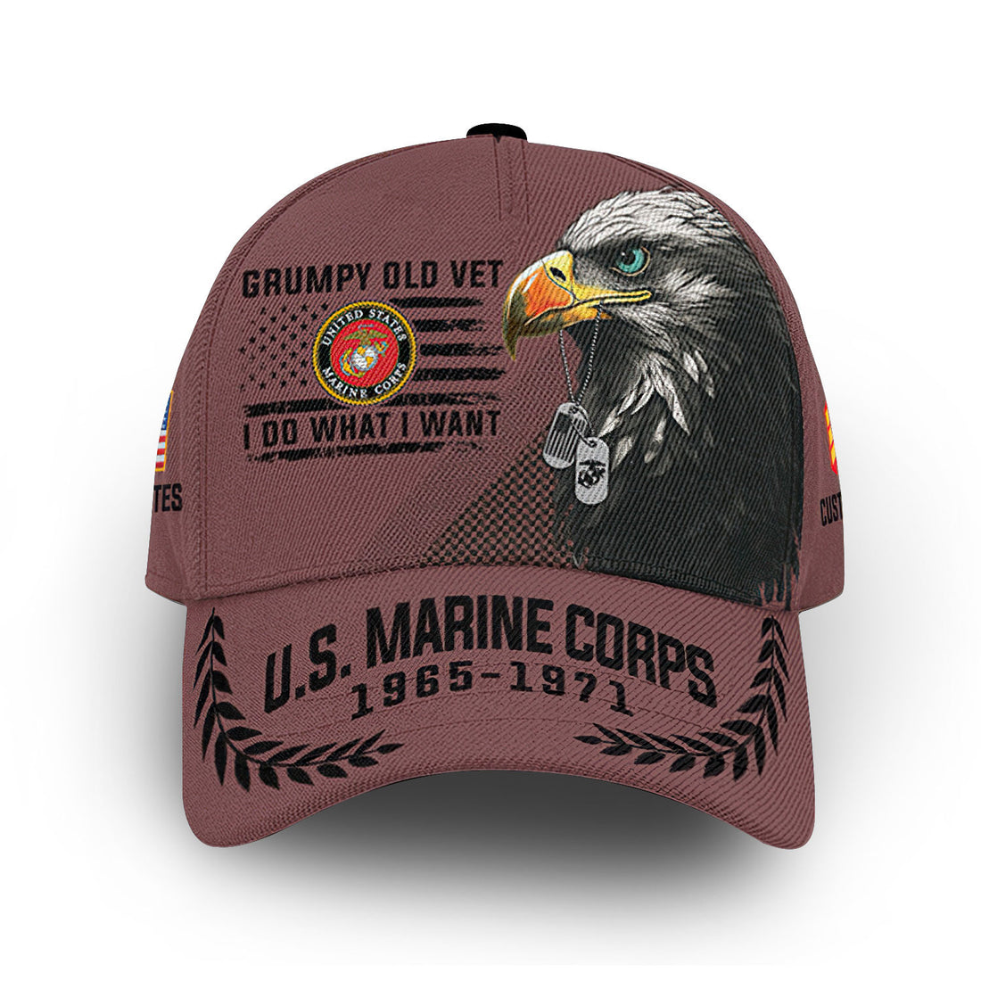 Premium USMC Cap VPVC013203, Custom Name, Rank, Year, Gifts For Marine Veteran, Best Gifts On Father's Day, Armed Forces Day, Independence Day, Veterans Day.