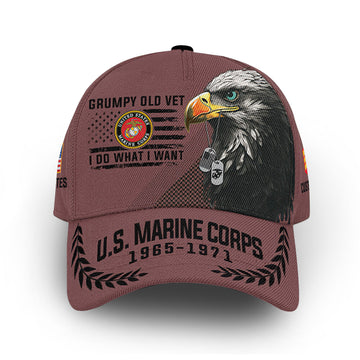 Premium USMC Cap VPVC013203, Custom Name, Rank, Year, Gifts For Marine Veteran, Best Gifts On Father's Day, Armed Forces Day, Independence Day, Veterans Day.