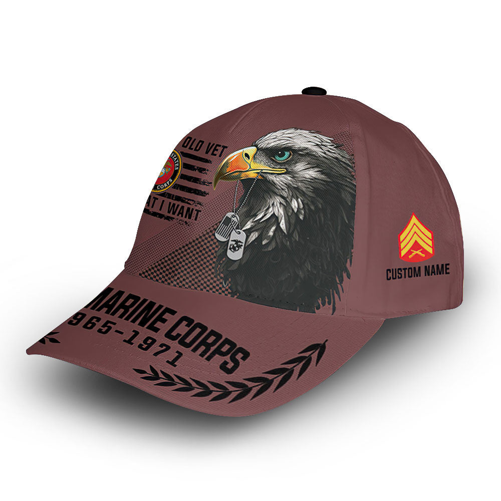 Premium USMC Cap VPVC013203, Custom Name, Rank, Year, Gifts For Marine Veteran, Best Gifts On Father's Day, Armed Forces Day, Independence Day, Veterans Day.