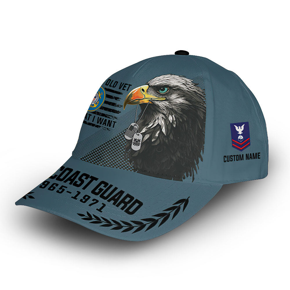Premium USCG Cap VPVC013205, Custom Name, Rank, Year, Gifts For Coast Guard Veteran, Best Gifts On Father's Day, Armed Forces Day, Independence Day, Veterans Day.