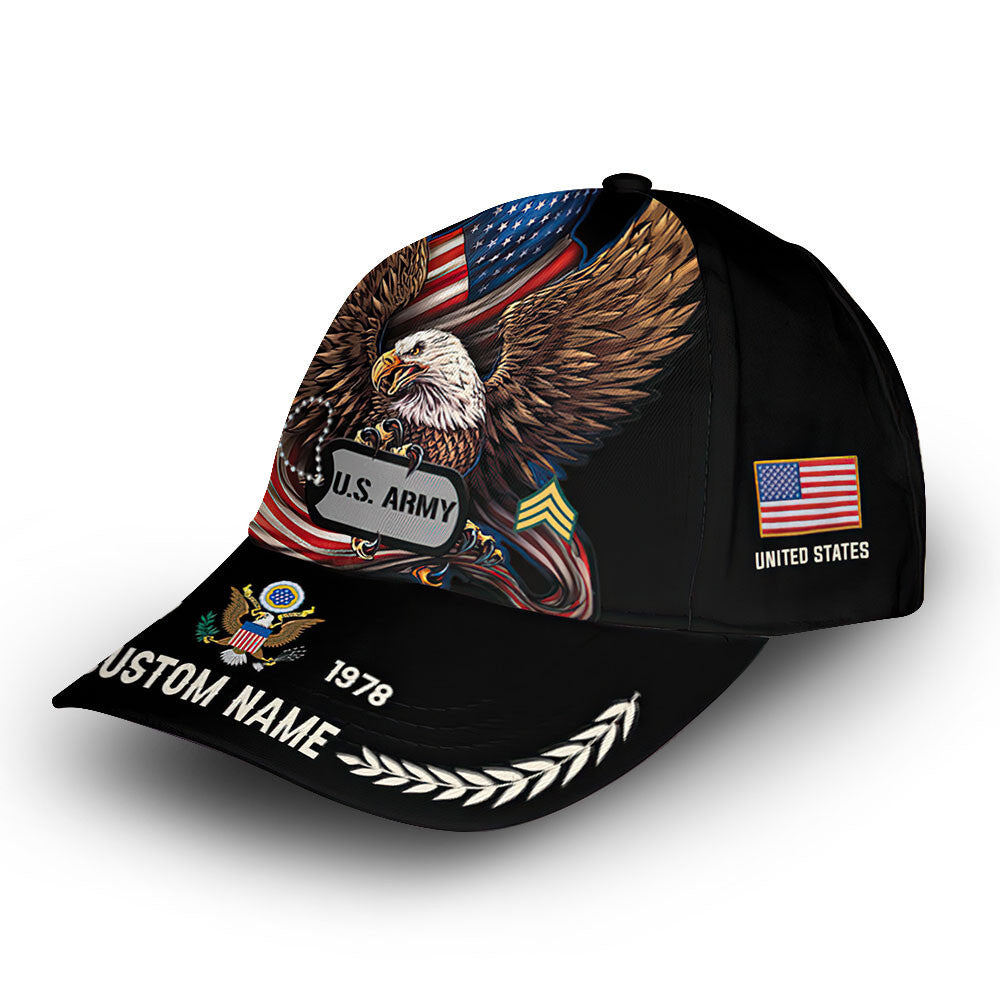 Premium US Army Cap VPVC013206, Custom Name, Rank, Year, Gifts For Army Veteran, Best Gifts On Father's Day, Armed Forces Day, Independence Day, Veterans Day.