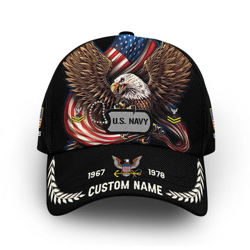 Premium US Navy Cap VPVC013207, Custom Name, Rank, Year, Gifts For Navy Veteran, Best Gifts On Father's Day, Armed Forces Day, Independence Day, Veterans Day.