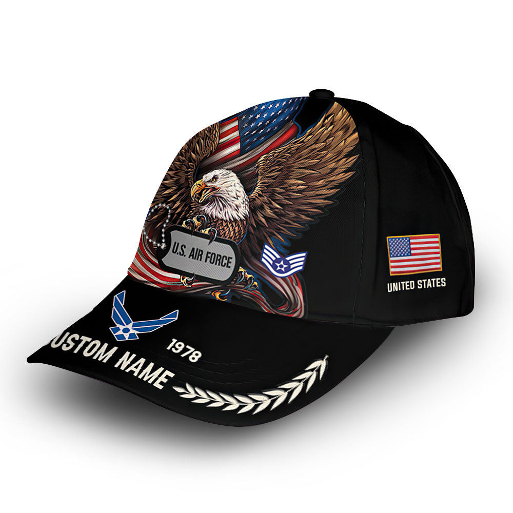 Premium USAF Cap VPVC013209, Custom Name, Rank, Year, Gifts For Air Force Veteran, Best Gifts On Father's Day, Armed Forces Day, Independence Day, Veterans Day.