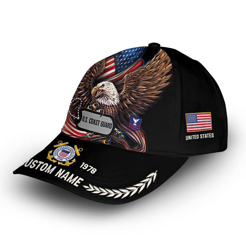 Premium USCG Cap VPVC013210, Custom Name, Rank, Year, Gifts For Coast Guard Veteran, Best Gifts On Father's Day, Armed Forces Day, Independence Day, Veterans Day.