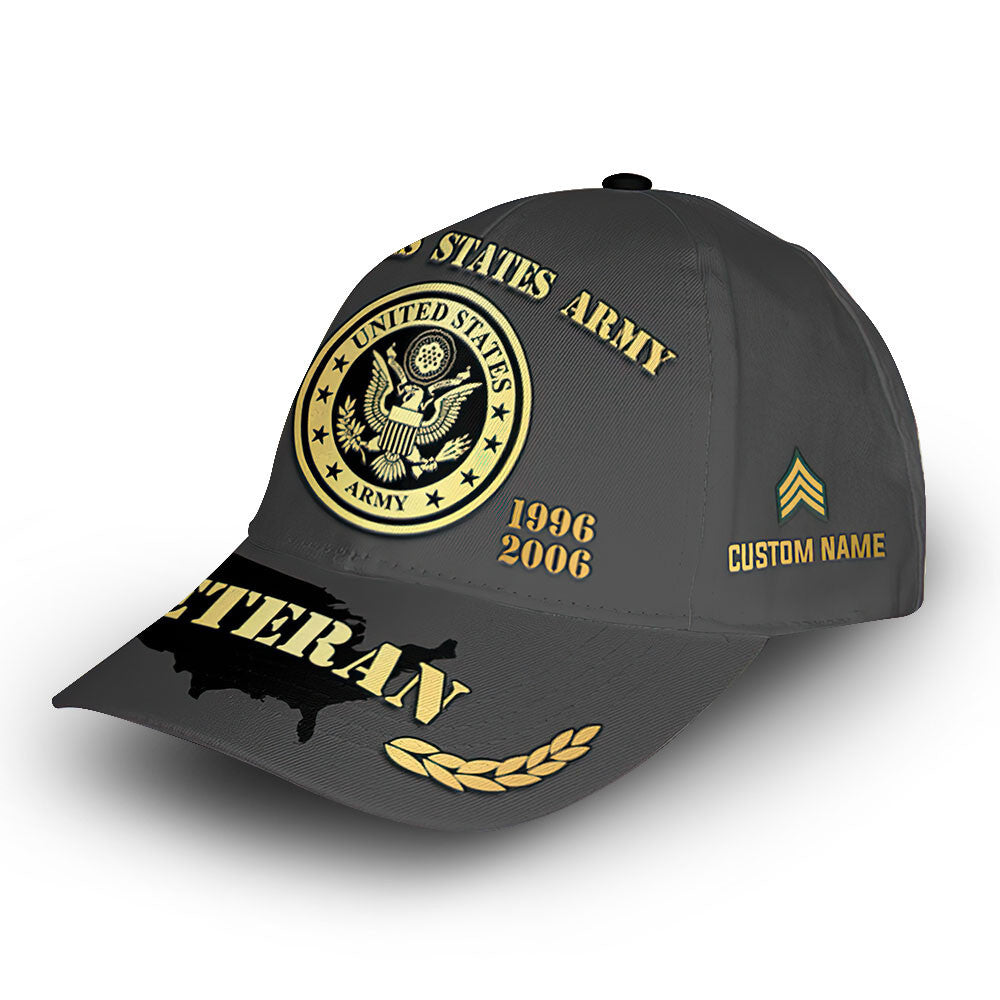 Unique Custom Name, Rank, Year, US Army Cap VPVC013306, Gifts For Army Veteran, Gifts For Dad, For Husband, Best Gifts On Father's Day, Independence Day, Veterans Day.