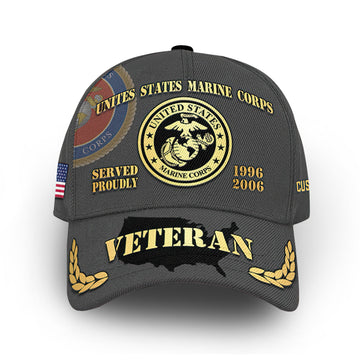 Unique Custom Name, Rank, Year, USMC Cap VPVC013308, Gifts For Marine Veteran, Gifts For Dad, For Husband, Best Gifts On Father's Day, Independence Day, Veterans Day.