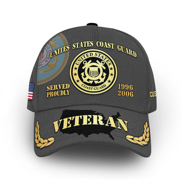 Unique Custom Name, Rank, Year, USCG Cap VPVC013310, Gifts For Coast Guard Veteran, Gifts For Dad, For Husband, Best Gifts On Father's Day, Independence Day, Veterans Day.
