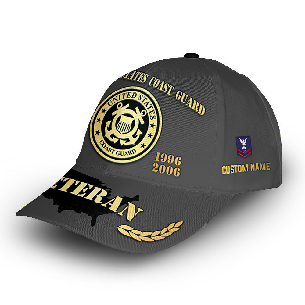 Unique Custom Name, Rank, Year, USCG Cap VPVC013310, Gifts For Coast Guard Veteran, Gifts For Dad, For Husband, Best Gifts On Father's Day, Independence Day, Veterans Day.
