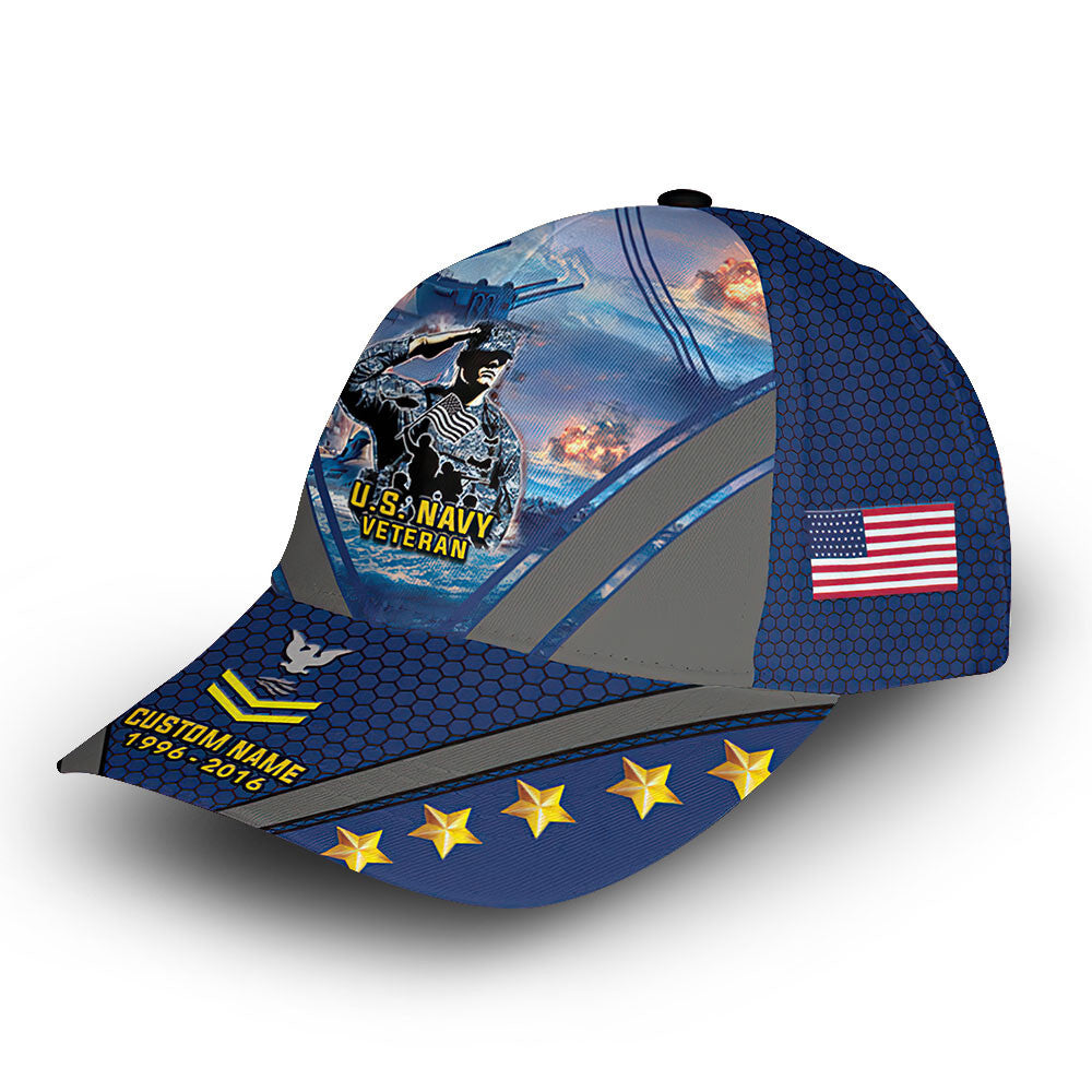 US Navy Custom Cap VPVC013407, Gifts For Navy Veteran, Best Gifts On Father's Day, Armed Forces Day, Independence Day, Veterans Day.