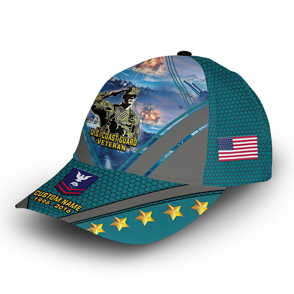 USCG Custom Cap VPVC013410, Gifts For Coast Guard Veteran, Best Gifts On Father's Day, Armed Forces Day, Independence Day, Veterans Day.
