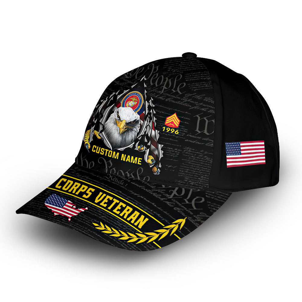 Premium Custom USMC Cap VPVC013508, Gifts For Marine Veteran, Best Gifts On Father's Day, Armed Forces Day, Independence Day, Veterans Day.