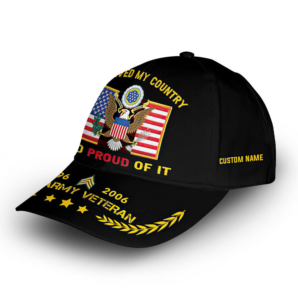 Unique Custom Name, Rank, Year, US Army Cap VPVC013801, Gifts For Army Veteran, Gifts For Dad, For Husband, Best Gifts On Father's Day, Independence Day, Veterans Day.