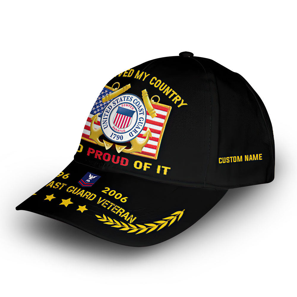 Unique Custom Name, Rank, Year, USCG Cap VPVC013805, Gifts For Coast Guard Veteran, Gifts For Dad, For Husband, Best Gifts On Father's Day, Independence Day, Veterans Day.