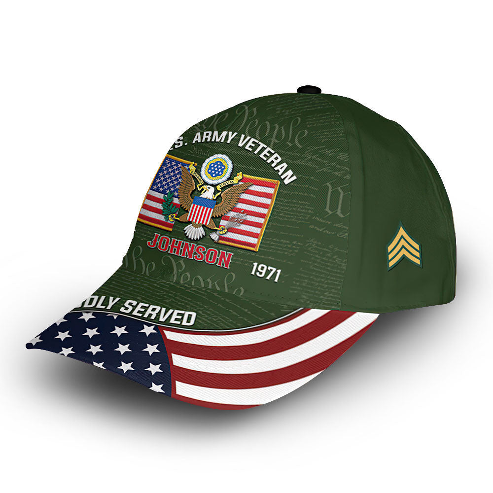 Unique Custom Name, Rank, Year, US Army Cap VPVC013806, Gifts For Army Veteran, Gifts For Dad, For Husband, Best Gifts On Father's Day, Independence Day, Veterans Day.