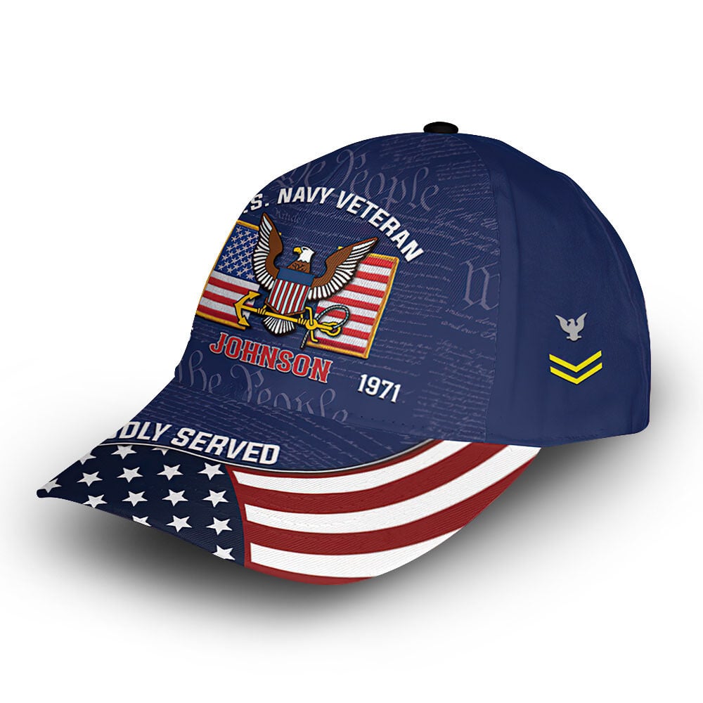 Unique Custom Name, Rank, Year, US Navy Cap VPVC013807, Gifts For Navy Veteran, Gifts For Dad, For Husband, Best Gifts On Father's Day, Independence Day, Veterans Day.