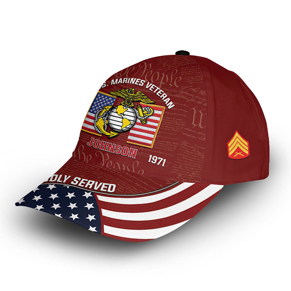 Unique Custom Name, Rank, Year, USMC Cap VPVC013808, Gifts For Marine Veteran, Gifts For Dad, For Husband, Best Gifts On Father's Day, Independence Day, Veterans Day.
