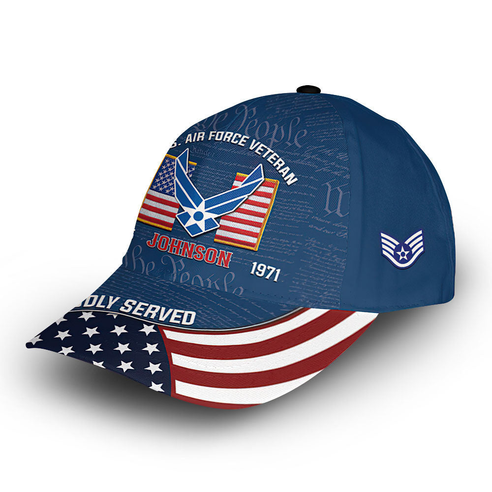 Unique Custom Name, Rank, Year, USAF Cap VPVC013809, Gifts For Air Force Veteran, Gifts For Dad, For Husband, Best Gifts On Father's Day, Independence Day, Veterans Day.