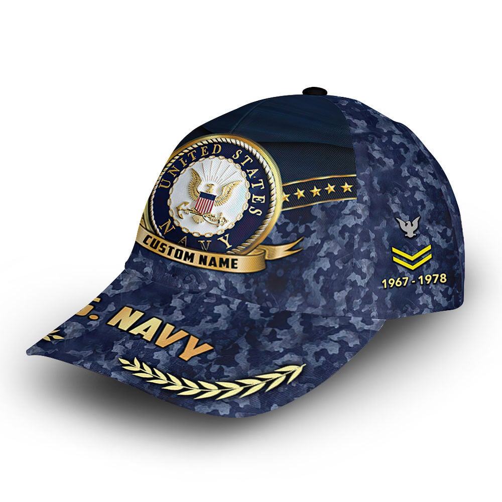 US Navy Custom Cap VPVC013907, Gifts For Navy Veteran, Best Gifts On Father's Day, Armed Forces Day, Independence Day, Veterans Day.