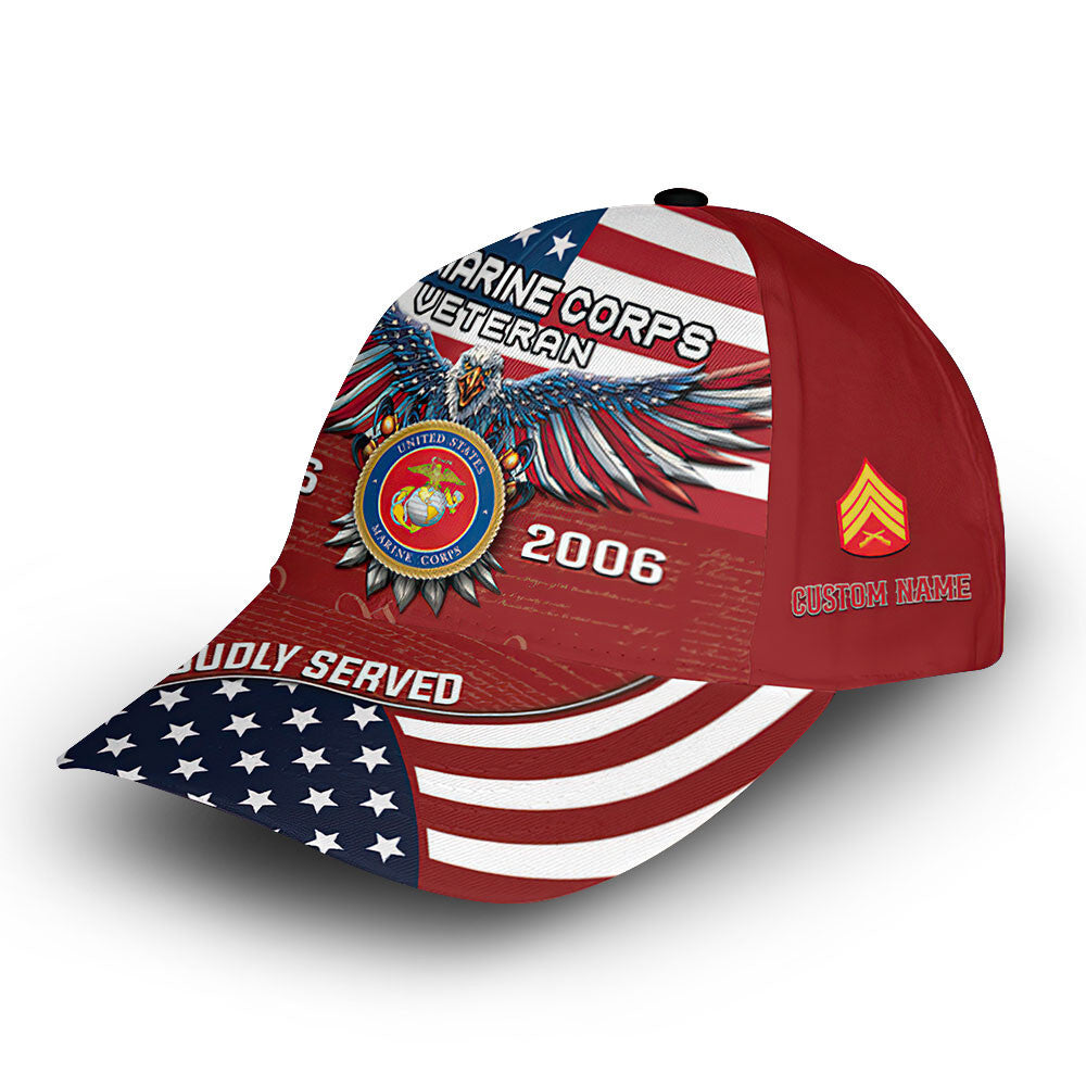 Premium Custom USMC Cap VPVC014003, Gifts For Marine Veteran, Best Gifts On Father's Day, Armed Forces Day, Independence Day, Veterans Day.