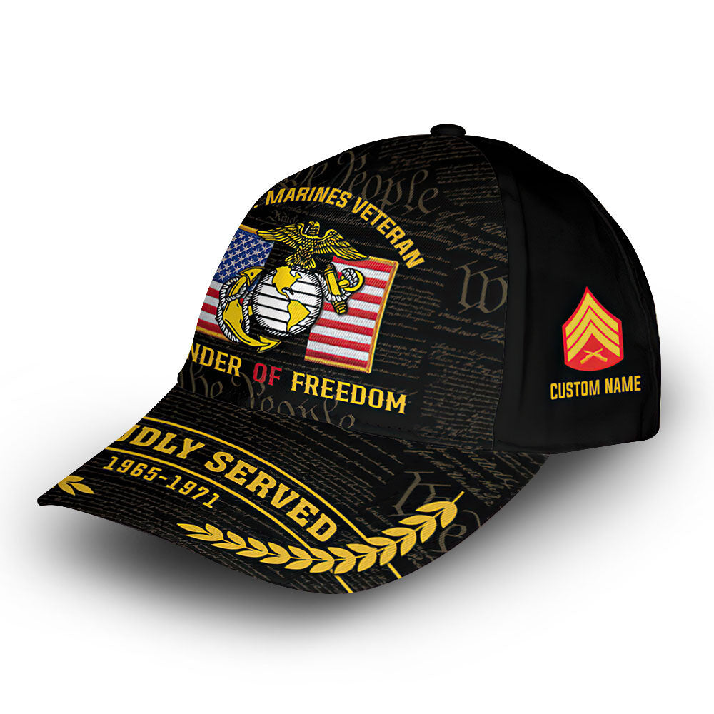 Premium Custom USMC Cap VPVC014103, Gifts For Marine Veteran, Gifts For Dad, For Husband, Best Gifts On Father's Day, Armed Forces Day, Independence Day, Veterans Day.