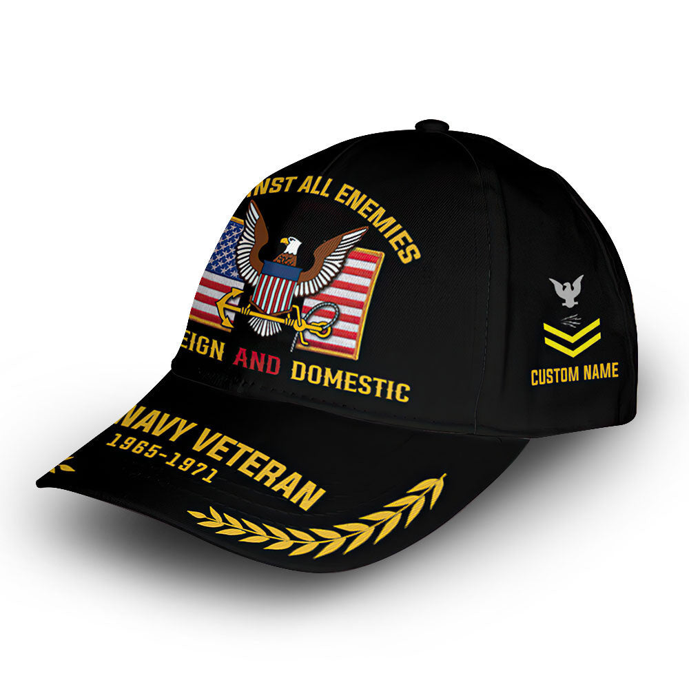 Premium US Navy Cap VPVC014107, Custom Name, Rank, Year, Gifts For Navy Veteran, Best Gifts On Father's Day, Armed Forces Day, Independence Day, Veterans Day.