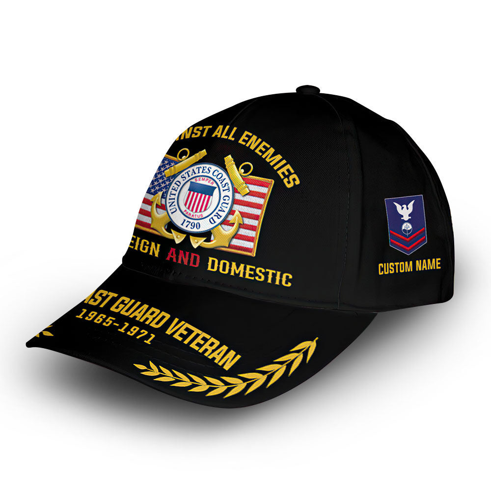 Premium USCG Cap VPVC014110, Custom Name, Rank, Year, Gifts For Coast Guard Veteran, Best Gifts On Father's Day, Armed Forces Day, Independence Day, Veterans Day.