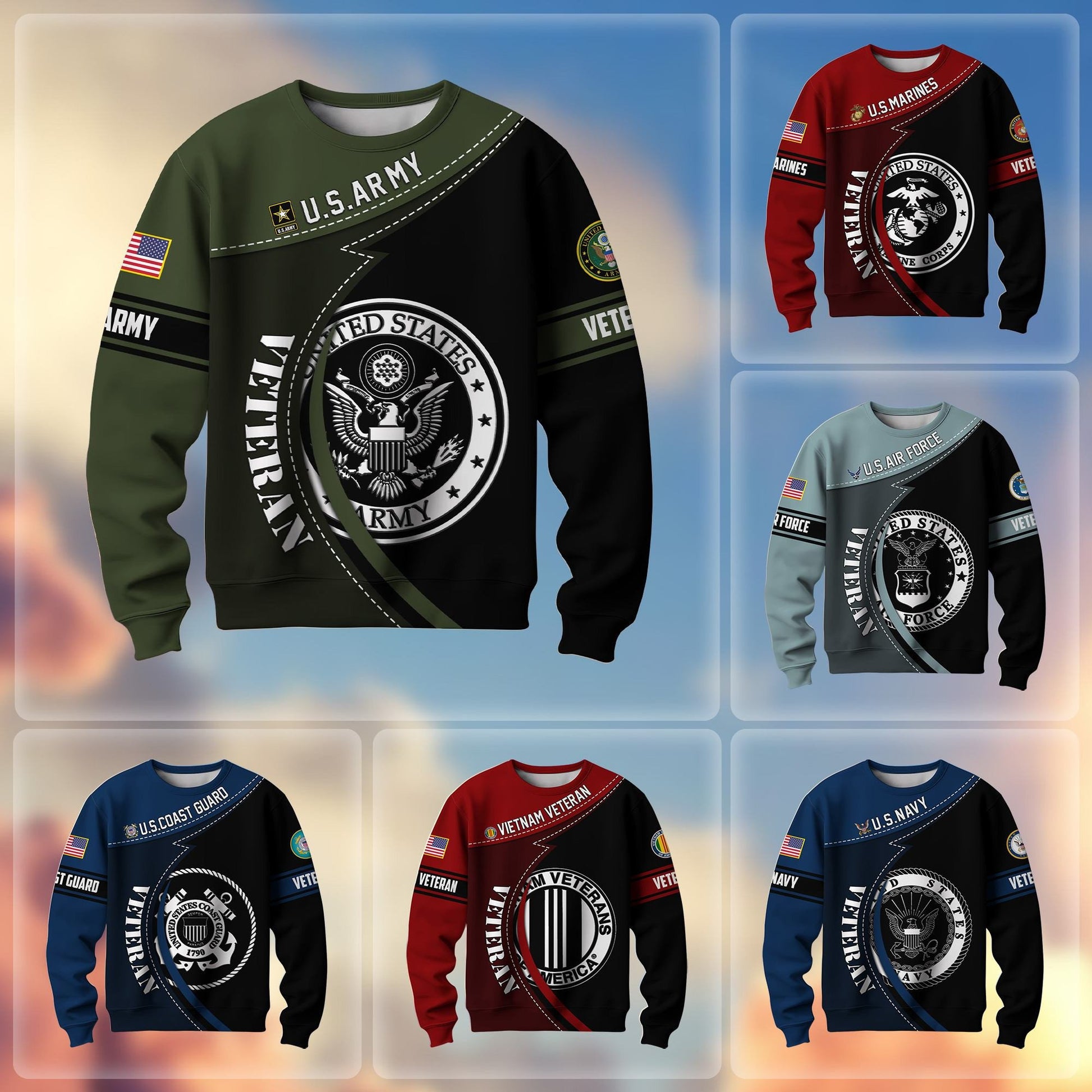 Premium US Veterans Sweatshirt BPHN200211, Gifts For US Veterans, Best Gifts On Father's Day, Armed Forces Day, Independence Day, Veterans Day.