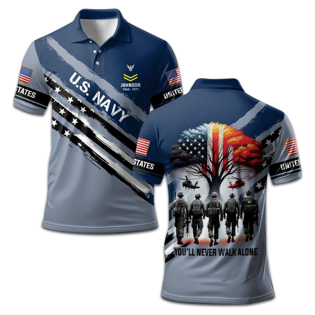 Unique Custom Name, Rank, Year, US Navy Polo Shirt VPVC208202, Gifts For Navy Veteran, Gifts For Dad, For Husband, Best Gifts On Father's Day, Independence Day, Veterans Day.