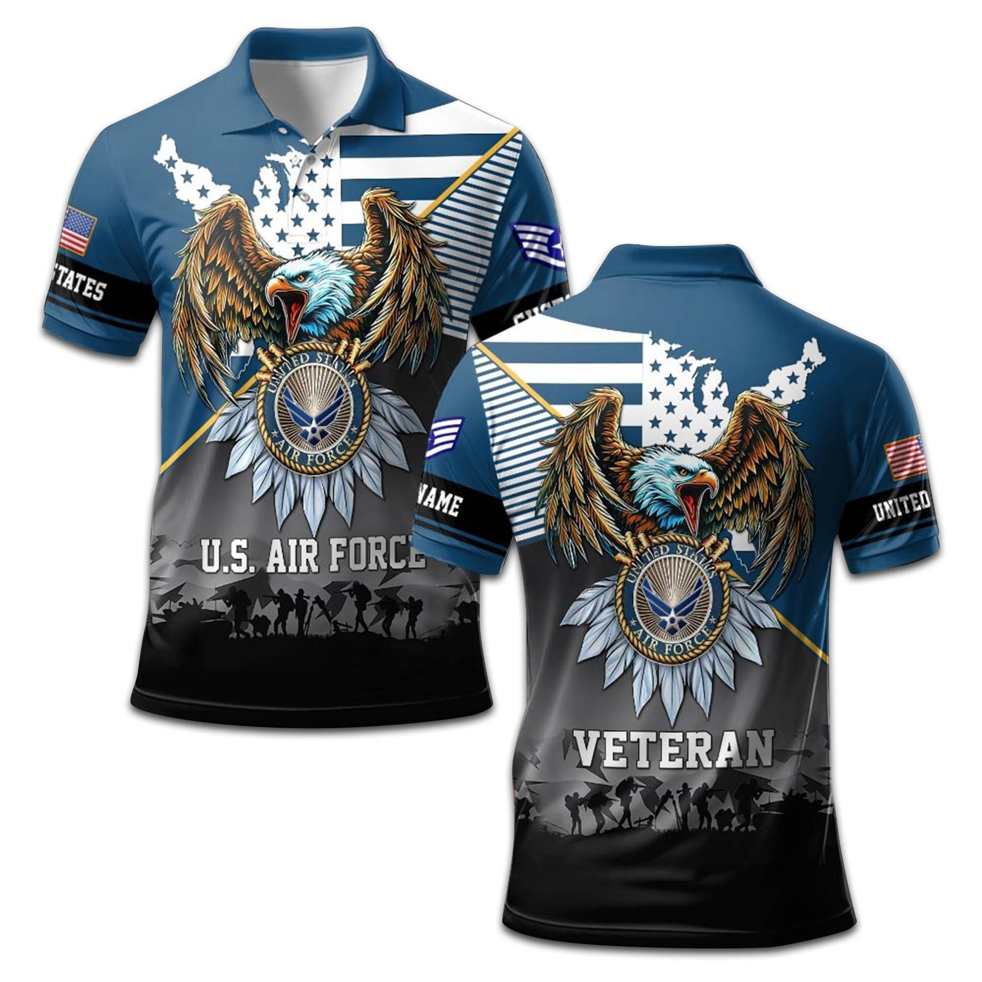 USAF Custom Polo Shirt VPVC208404, Gifts For Air Force Veteran, Best Gifts On Father's Day, Armed Forces Day, Independence Day, Veterans Day.