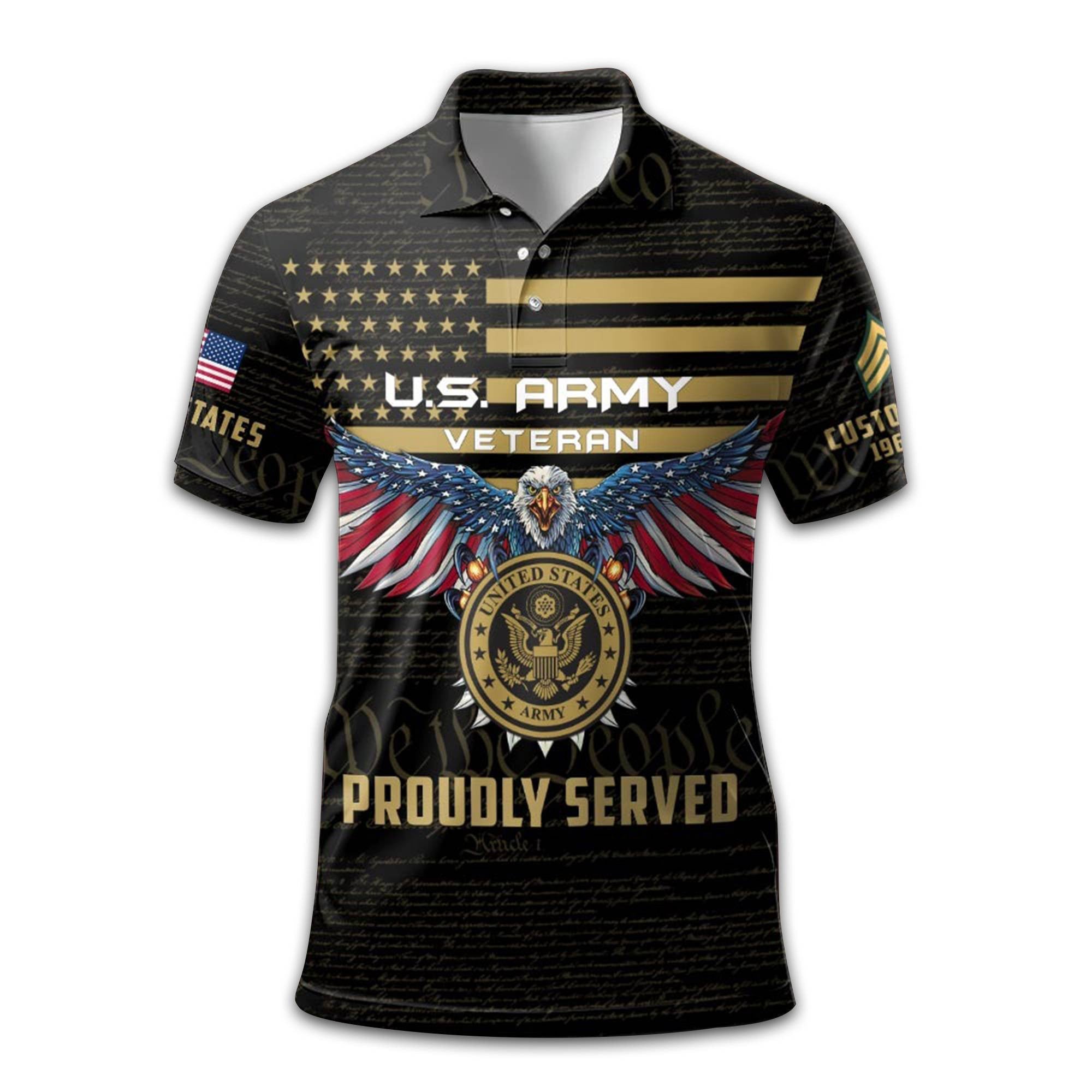 US Army Custom Polo Shirt VPVC209401, Gifts For Army Veteran, Best Gifts On Father's Day, Armed Forces Day, Independence Day, Veterans Day.